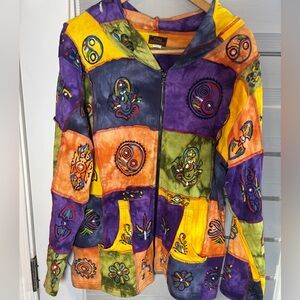 Rising International Multicolor Patchwork Art to wear hippie boho Utility Jacket